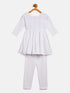 Sishu Girl's White Chikankari Kurta Leggings Set