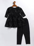 Sishu Girl's Black Mirror Kurta Pyjama Set