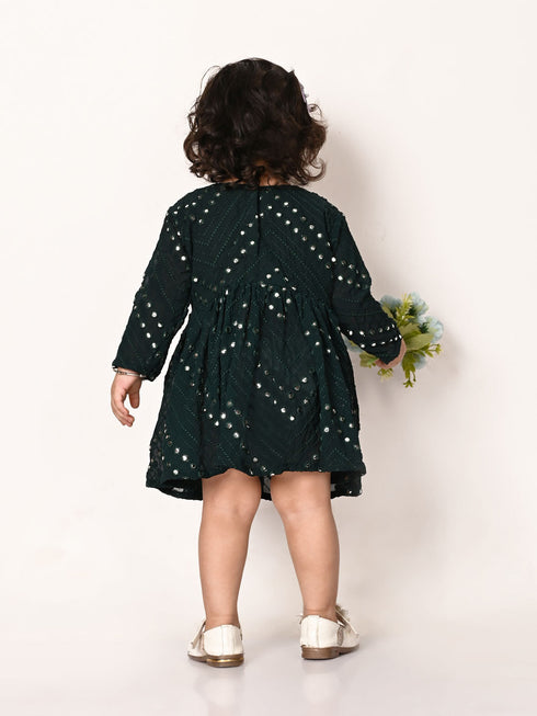 Sishu Girl's Green Mirror Kurta