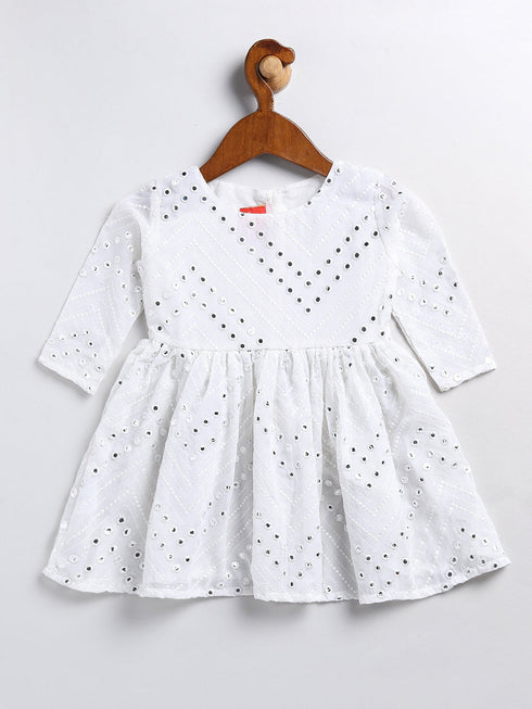 Girl's White Mirror Kurta