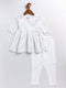 Girl's White Mirror Kurta Pyjama Set