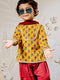 Girl's Mustard Floral Kurta Patiala Set With Dupatta