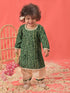 Sishu Girl's Green Bandhni Print Kurta And Patiala Set
