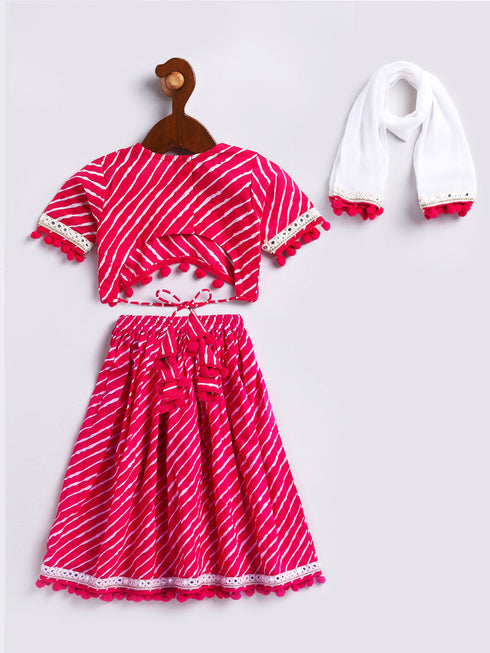 Girl's' Pink Lehenga Choli With Dupatta