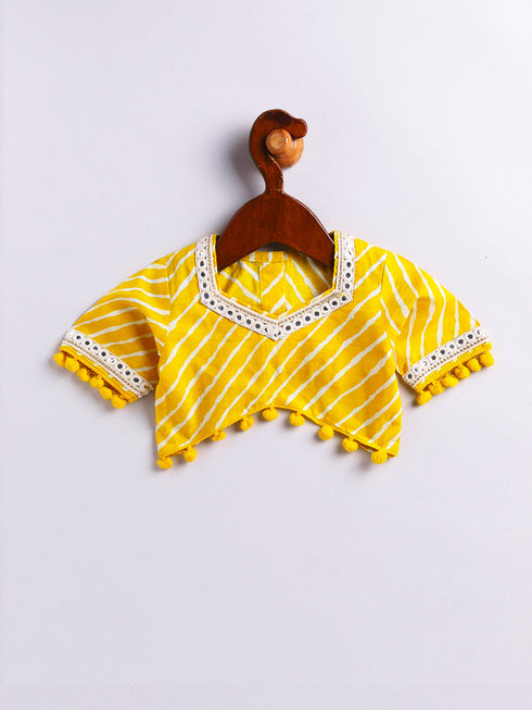 Girl's' Yellow Lehenga Choli With Dupatta