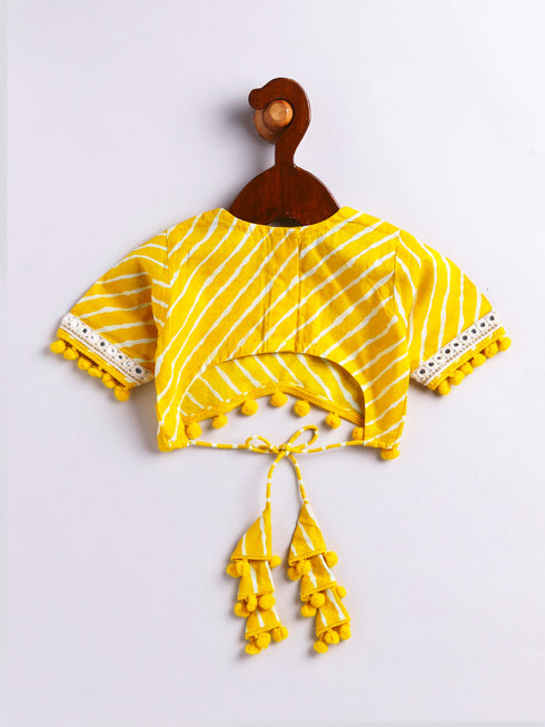 Girl's' Yellow Lehenga Choli With Dupatta