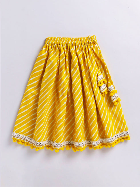 Girl's' Yellow Lehenga Choli With Dupatta