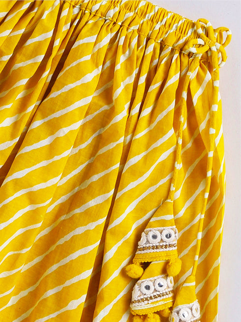 Girl's' Yellow Lehenga Choli With Dupatta