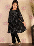 Girl's Black Mirror Kurta Pyjama Set