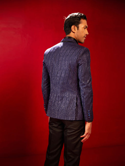 Men's Navy Blue Silk Blend Blazer