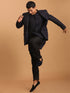 Men's Navy Blue Woven Blazer And Kurta Pant Set
