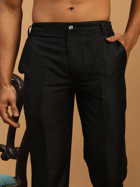 Men's Black Glitter Indo Sherwani With Kurta Pant Set
