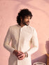 Men's Cream Georgette Embellished Indo Western Set