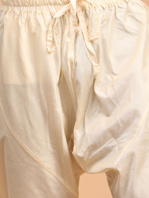 Men's Cream Mirror Jacket With Kurta Pyjama Set
