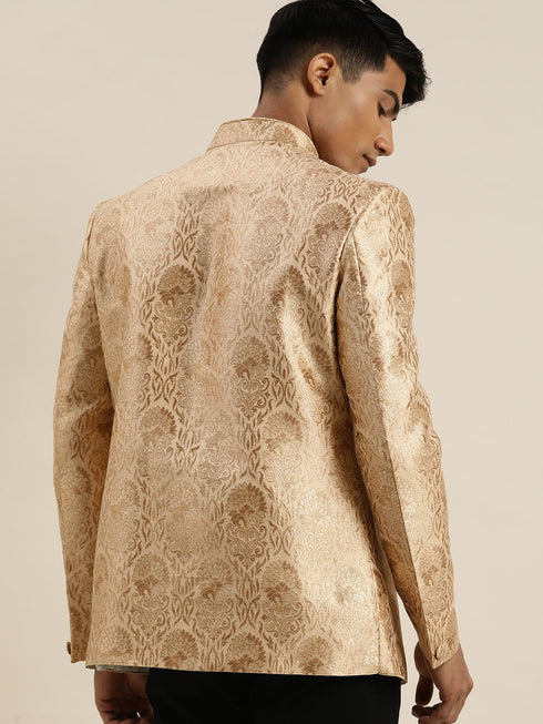 Men's Rose Gold Ethnic Woven Jodhpuri