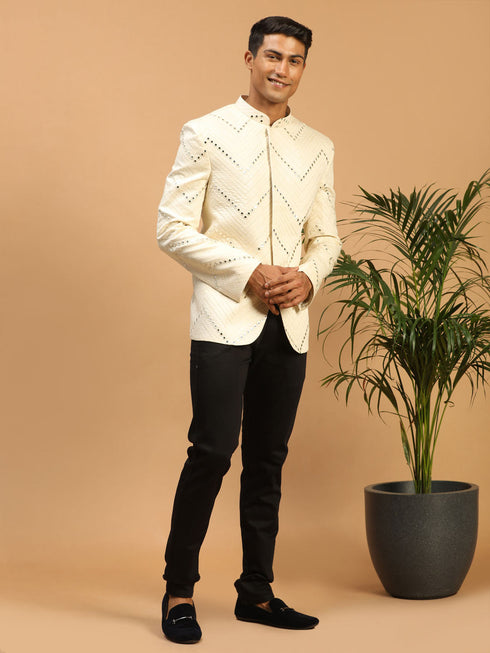 Men's Cream Mirror Jodhpuri