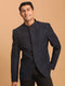 Men's Navy Blue Silk Blend Glitter Zig Zag Jodhpuri
