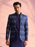 Men's Navy Blue Silk Embroidered Jodhpuri