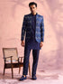 Men's Navy Blue Silk Embroidered Jodhpuri