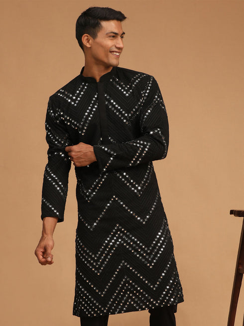 Men's Black Mirror Kurta