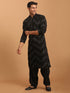 Men's Black Mirror Kurta With Patiala Set
