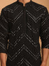 Men's Black Mirror Kurta With Patiala Set
