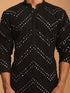 Men's Black Mirror Kurta Patiala And Dupatta Set