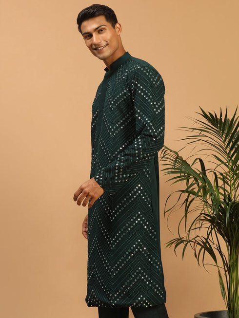 Men's Green Mirror Kurta