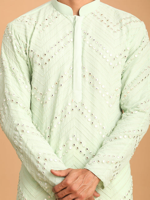 Men's Mint Green Mirror Kurta