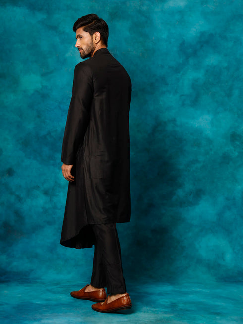 Men's Black Pleated Kurta