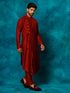 Men's Maroon Pleated Kurta