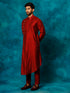 Men's Maroon Pleated Kurta