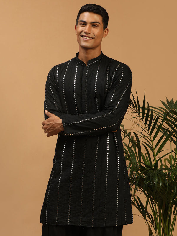 Men's Black Mirror Kurta