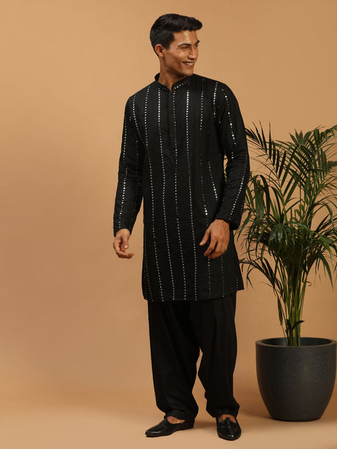 Men's Black Mirror Kurta