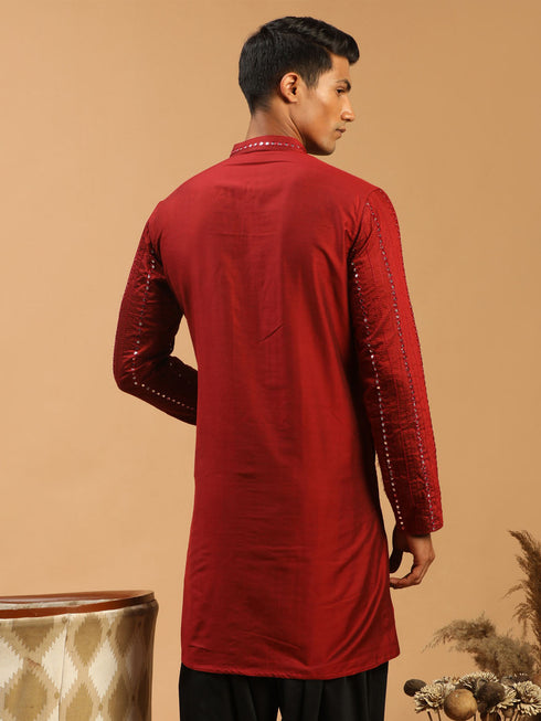 Men's Maroon Mirror Kurta