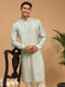 Men's Light Green Sequined Kurta