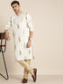 Men's White Golden Weaved Silk Blend Kurta