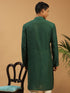 Men's Green Sequined Layered Kurta