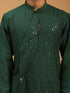 Men's Green Sequined Layered Kurta