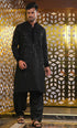 Men's Black Mirror Georgette Kurta