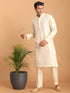 Men's Cream Golden Sequin Embroidered Kurta