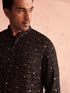 Men's Black Georgette Zari With Sequins Worked Kurta Patiala Set