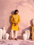 Men's Yellow Embroidered Silk Kurta