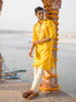 Men's Yellow Embroidered Silk Kurta Pyjama Set