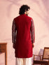 Men's Maroon Georgette Embellished Kurta