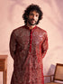 Men's Maroon Georgette Embellished Kurta
