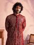 Men's Maroon Georgette Embellished Kurta Patiala Set