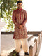 Men's Maroon Georgette Embellished Kurta Patiala Set