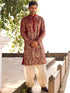 Men's Maroon Georgette Embellished Kurta Patiala Set