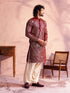 Men's Maroon Georgette Embellished Kurta Patiala Set